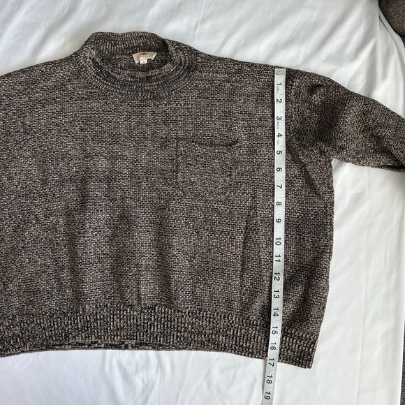 Levi's Mock Neck Boxy Cropped Wool Blend Sweater Black/Tan Womens Med - Picture 6 of 6